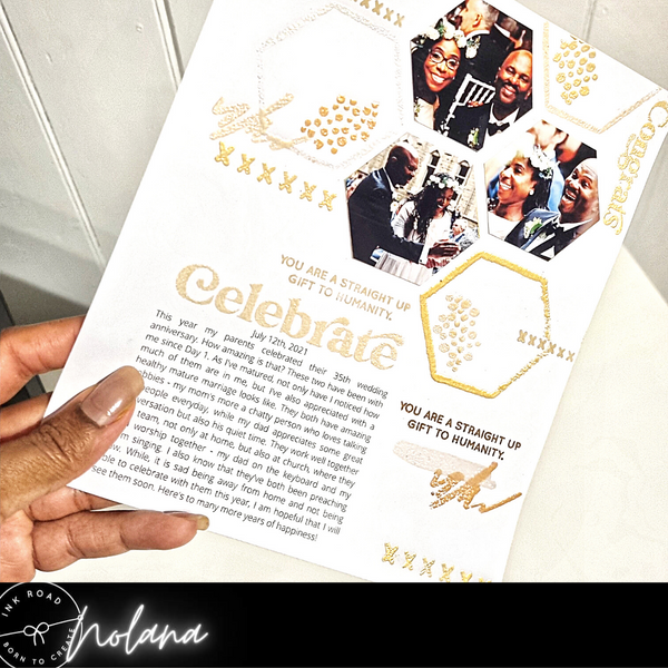 Celebrate Embossed Scrapbook Page using Roadies Vol 10, Fancy Font and Collage Elements