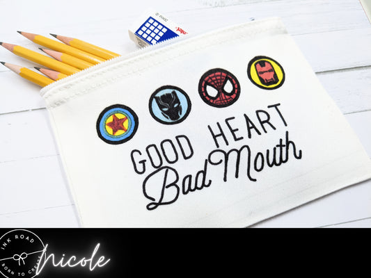 GOOD HEART BAD MOUTH POLY CANVAS ZIP CASE