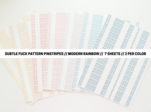 6x8 PAPER: Subtle Fuck Pattern Pinstripes - Modern Rainbow
