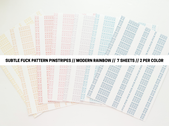 6x8 PAPER: Subtle Fuck Pattern Pinstripes - Modern Rainbow