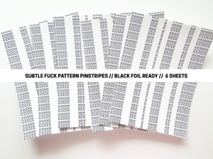 6x8 PAPER: Subtle Fuck Pattern Pinstripes - Foil Ready